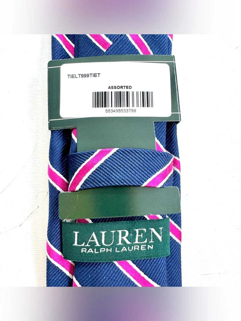 LAUREN Ralph Lauren Boys Silk Stripe Classic Tie Blue Pink White